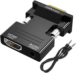 HDMI to VGA Adapter with 3.5 mm Audio Cable, 1080P 60Hz HDMI to VGA Converter, HDMI Female to VGA Male Adapter Compatible with Laptop (HDMI) to TV Monitor Projector (VGA)