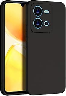 Back Cover Case Compatible with Vivo V25 / Vivo V25E Soft Silicone Gel Rubber Shockproof Matte Finish Inner Cloth Lining with Camera Protection (Black)