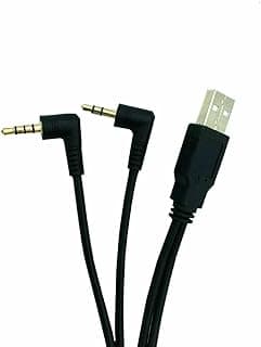 كابل 2 في 1 من USB 2.0 إلى AUX، أسود، 1 م