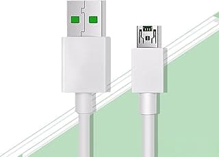 كابل شحن فائق السرعة ومزامنة البيانات مايكرو USB متوافق مع هواتف اوبو وريلمي وفوك الذكية، ابيض
