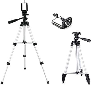 3110 Tripod Lightweight Tripod With Adjustable-Height Legs Free Phone Holder With Bag - Black