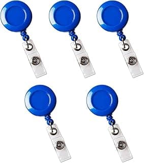 Retractable ID Badge Holder – Durable Design with Clear Card Cover – Suitable for Business and Security Cards – Perfect for Employees and Students (Blue)
