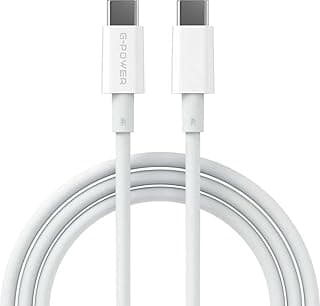 كابل USB نوع C طراز GP-C45 (من المطاط الحراري 60 وات) يدعم آبل آيفون سلسلة 17/16/15 واي باد برو وماك بوك بمنفذ USB نوع C وسامسونج جالاكسي وبيكسل وأجهزة التابلت من جي-باور، لون أبيض، طول 1 م