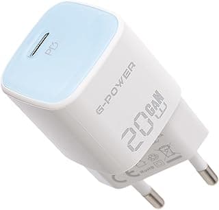 شاحن من جي باور بمنفذ USB-C متوافق مع آبل آيفون 14 بمنفذ واحد بقوة 20 واط مع شحن سريع وحماية متعددة ومدمج