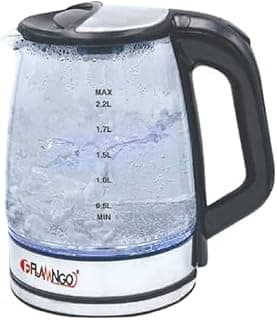 FLAMNGO Electric Kettle, 2.2L Capacity, Glass Body (Black)