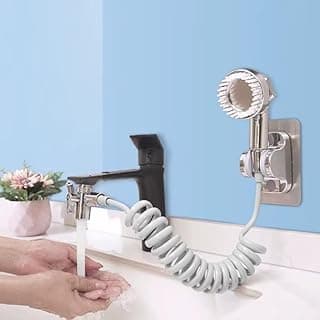 رأس دش استحمام مربع مع خرطوم مرن – توزيع ماء قوي وموفر – مقاومة للصدأ (مجموعة دش رمادي مع خرطوم 2 متر+ لاصق ذاتي+ تحويلة, فضي)