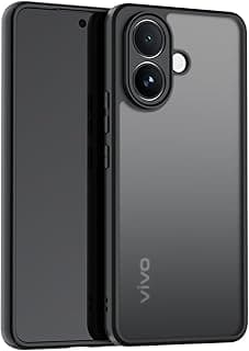 YUXING Case Compatible with Vivo V60 Lite 5G, Semi-Transparent Shockproof Slim Anti-Scratch Full Protection with Soft Edges (Black)