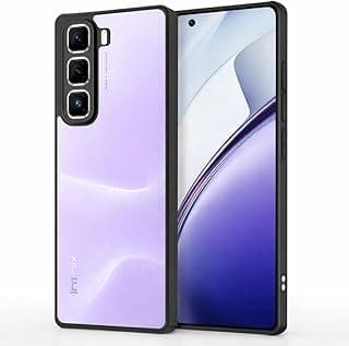 جراب خلفي شفاف مضاد للصدمات لهاتف Infinix Hot 60i حماية 360 درجة، تصميم شفاف لا يصفر (PC & TPU، إطار أسود شفاف)