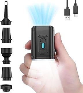 Electric Air Pump for Inflatables, 2400mAh Rechargeable Air Mattress Pump Quick Inflator Deflator Mini Portable Vacuum Pump 5 Nozzles & 3-Speed Camping Light for Pool Floats Vacuum Storage Bag Air Bed