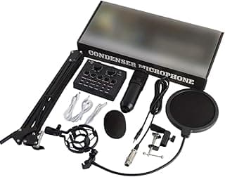 V8 Condenser Microphone Bundle with BM-800 Live Sound Card, Studio Recording and Broadcasting Kit, (Random Color)