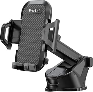 Erldom EH59 Car Phone Holder, 360° Rotating Suction Cup Holder for Car Dashboard and Windshield, Adjustable Center Console Phone Holder, Universal Smartphone Holder Compatible with All Phones