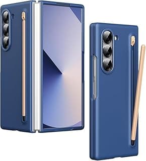 جراب فاخر لهاتف سامسونج Galaxy Z Fold 7 مقاس 8.0 بوصة، حامل قلم مدمج، غطاء خلفي صلب رفيع مضاد للصدمات والخدش لهاتف سامسونج Galaxy Z Fold 7 مقاس 8.0 بوصة (أزرق)