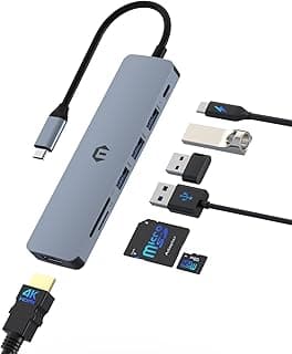 محطة توصيل 7 في 1 USB C Hub، محول متعدد المنافذ مع HDMI وشحن PD 100W، منفذ SD/TF، و3 منافذ USB 3.0 للابتوب بمنفذ Type C