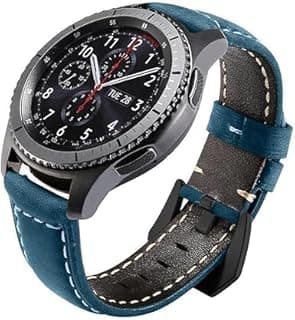 حزام بديل متوافق مع سامسونج Gear S3 وهواوي Watch 3، حزام جلد ناعم 22مم، تصميم كلاسيكي وأنيق