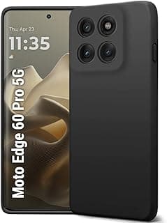Liquid Silicone Case Compatible with Motorola Edge 60 Pro, Full Camera Protection with Soft Microfiber Lining, Durable Shockproof Cover - Black