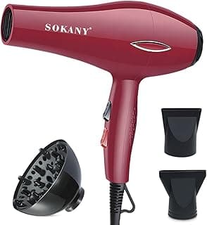 Hair Dryer 2600 W Ionic Blow Dryer with Diffuser And Concentrator Nozzle, Fast Drying, Negative Ions, Cold Shot, 2 Speed, 2 Heat Settings, Hang Loop, SK-2215