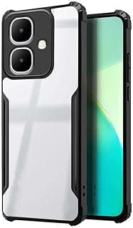 جراب متوافق مع Infinix Smart 10، جراب شفاف مضاد للاصفرار ومضاد للصدمات مع حماية للكاميرا وإطار مرن (أسود)