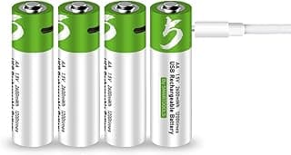 بطارية ليثيوم ايون ايه قابلة لاعادة الشحن بمنفذ USB بسعة عالية 1.5 فولت 2600 ميلي امبير في الساعة 1700 مللي شحن سريع ساعة 1200 دورة مع كابل من النوع سي 4 قطع الليثيوم هاندي-كافو