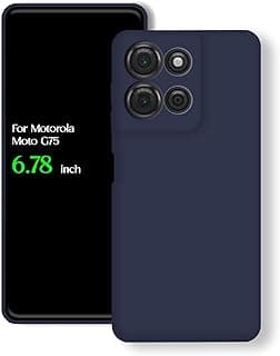 For Motorola Moto G75 Silicone Back Color Cover,Camera Protection From Shocks From TPU Compatible For Motorola Moto G75 (6.78") (Dark Blue)