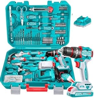Super Total 165-Piece Tool Set with 20V Cordless Impact Drill, Battery & Charger - Complete Home Repair & DIY Kit with Screwdrivers, Wrenches, Pliers, Drill Bits & More - THKTHP11652
