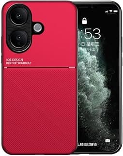 جراب موبايل متوافق مع Vivo V60 lite 4G / 5G كلاسيك مضاد للصدمات سيليكون ناعم TPU جلد صلب PC جراب مغناطيسي مضاد للصدمات لـ Vivo V60 lite 4G / 5G (أحمر)