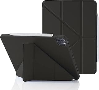 Origami Case for iPad Pro 11 Inch 2021/2020/2018 with Pencil Holder, 5-in-1 Multiple Viewing Angles, Smooth Silicone Cover and Soft TPU Back, Auto Sleep/Wake & Pencil 2 Charging Smart Folio (Black)