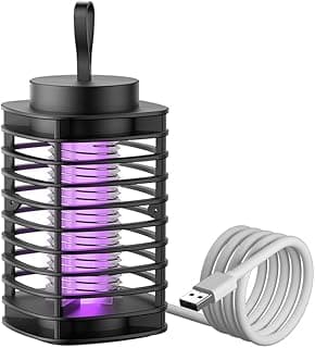 مصباح LED قاتل للبعوض والحشرات مع سلك USB طاقة بطول 80 سم، مصباح قتل الحشرات بقدرة 1800 فولت 3 وات، مصيدة وصاعق كهربائي معلق للمطاعم المنزلية والفنادق والمكاتب لمكافحة الحشرات من Plan A (اسود)