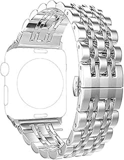 سوار ابل واتش APP-SLIM41MM رفيع من الستانلس ستيل مقاس 41mm 40mm 38mm، سوار بديل أنيق وخفيف الوزن للنساء، فضي