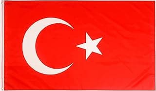 علم تركيا مع فتحتين معدنيتين، علم وطني تركي مقاوم للعوامل الجوية مقاس 90 × 150 سم من أريكونا