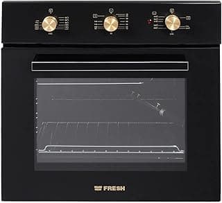 Fresh GEOFR60CMBG Stainless Steel Built-in Gas Oven with Hydraulic Door, 56 Liters - Black