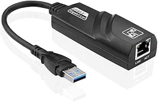 محول ايثرنت USB 3.0 الى 10/100/1000، شبكة محلية LAN، ار جيه 45 محول سلكي متوافق مع نينتندو سويتش ووي يو وماك بوك وكروم بوك وويندوز10 و8.1 وMac OS وسيرفس برو، لون اسود