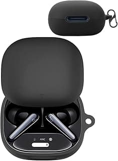 Soft Silicone Shockproof Protective Case with Creative Carabiner for Anker Soundcore Liberty 5 NC (Black)
