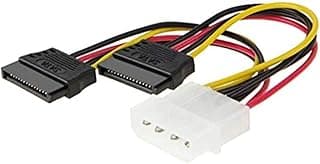 كابل طاقة مقسم 10 سم Molex 4-Pin إلى 2 × 15-Pin SATA لهارد ديسك SSD