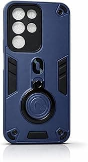 جراب متوافق مع REALME C85 5G، جراب حماية مزدوج الطبقات مضاد للصدمات مع حلقة إصبع دوارة 360 درجة ومسند وقاعدة مغناطيسية للسيارة (أزرق)