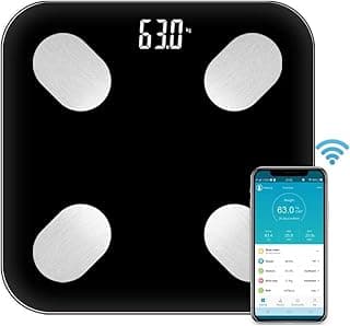 Smart Body Fat Scale with Bluetooth, Tempered Glass, LED Display, 18 Measurements, BMI and Body Composition Analyser