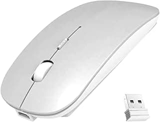 Wireless Mouse, Rechargeable Mouse for MacBook pro/MacBook air/Laptop/iMac/iPad/pc, Slim Silent Mouse 2.4G Portable Mobile Optical Office Mouse (Silver)