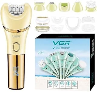 مجموعة إزالة الشعر الكهربائية 7 في 1 طراز V-756، مقاومة للماء IPX7، تشغيل 90 دقيقة (أصفر)
