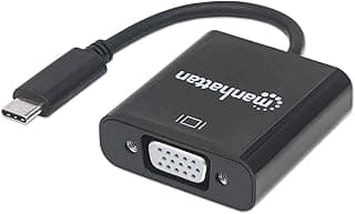 محول USB نوع سي إلى في جي ايه من مانهاتن، 15 سم، أسود، لتوصيل أجهزة USB نوع سي بشاشات في جيه ايه