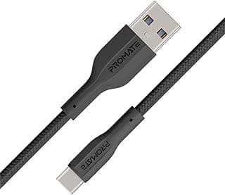 كابل USB إلى USB-C، كابل شحن سيليكون متين نوع C مع شحن سريع 2A، مزامنة بيانات 480 ميجابت في الثانية، سلك بطول 1 متر مضاد للتشابك وعمر انحناء طويل 10000 مرة لجالاكسي S22، ايباد اير، XCord-AC أسود