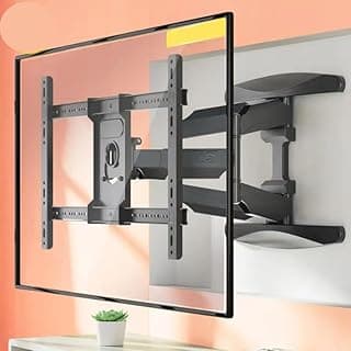 حامل شاشة P65 متحرك بالكامل مقاس 55-85 بوصة للشاشات المسطحة/المنحنية LED LCD يتحمل حتى 68.2 كجم، حامل تلفزيون جداري بذراع مزدوج P65