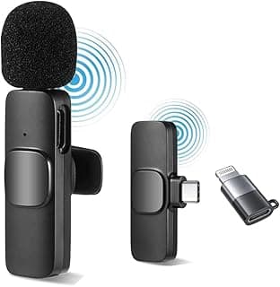 Imaginea K8 Wireless Microphone Clip Mic, Digital Mini Lavalier Microphones, Lapel Clip-on Collar Microphone Compatible for iPhone & All iOS Devices