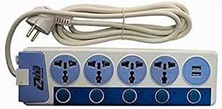 مشترك كهرباء زيرو - 4 مخارج - مزدوج - مع منفذين USB للموبايل