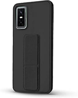 For Infinix GT 30 Pro Silicone Back Case with Leather Handle Wrist Strap, Kickstand Back Feature Landscape and Portrait, Magnetic Holder Compatible with Infinix GT 30 Pro (6.78") (Black)