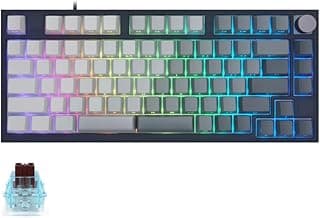 لوحة مفاتيح ألعاب ضوئية 8K RGB - مفتاح بصري جليدي قابل للتبديل السريع من سكاي لونج - معدل اقتراع 8000 هرتز (انجليزي وعربي) (GK75 مفتاح بني)