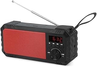GIGAMAX ALL-IN-ONE GM-320 FM Radio & Portable Bluetooth Speaker with 6-Inch 8W Driver - 1200mAh Battery for 10-Hour Playtime - FM Radio - USB/SD Playback - LCD Display - Red Color