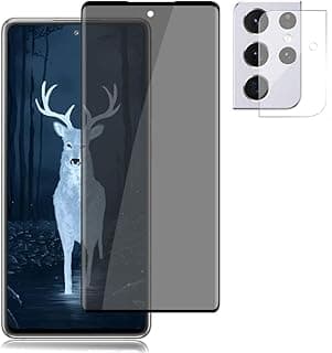 واقي شاشة MAXVITAVELA لسامسونج Galaxy S21 Ultra + واقي عدسة كاميرا، تغطية كاملة 3D، زجاج مقسى للخصوصية صلابة 9H (6.8 بوصة)