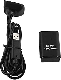 شاحن بتقنية USB، متوافق مع Xbox 360، مع بطارية قابلة لإعادة الشحن 4800mAh وكابل شحن