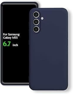 جراب ظهر سيليكون لسامسونج Galaxy M55، حماية للكاميرا من الصدمات، خامة TPU متوافق مع سامسونج Galaxy M55 (6.7 بوصة) (أزرق داكن)
