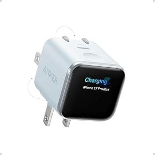 انكر شاحن شاشة ذكي انكر نانو 45 واط ماكس جان شحن سريع USB C بخاصية التعرف الذكي ووضع العناية المدمج لموبايل ايفون 17/16/15 (بدون بطارية، منفذ USB-C واحد، بدون كابل) (النسخة الصينية) (ازرق)
