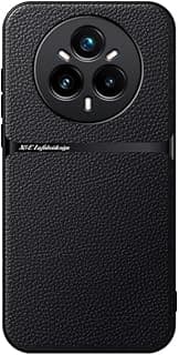 جراب هاتف جلد مع TPU غطاء خلفي مقاوم للصدمات متوافق مع Realme 14 Pro Plus (أسود)